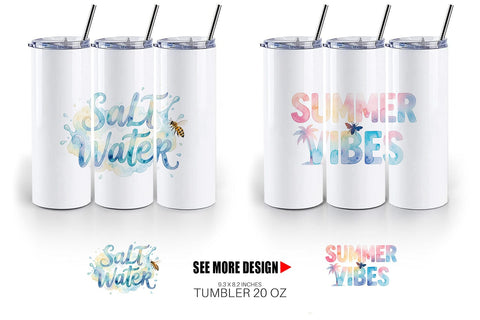 Tumbler Watercolor Tropical Summer Bee Vacation Quotes Sublimation artnoy 