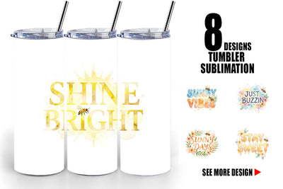 Tumbler Watercolor Tropical Sunshine Bee Quotes Sublimation artnoy 