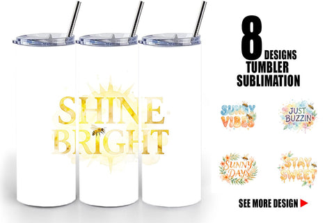 Tumbler Watercolor Tropical Sunshine Bee Quotes Sublimation artnoy 