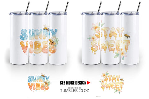 Tumbler Watercolor Tropical Sunshine Bee Quotes Sublimation artnoy 