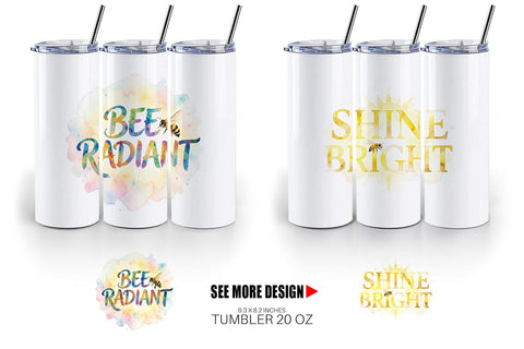 Tumbler Watercolor Tropical Sunshine Bee Quotes Sublimation artnoy 
