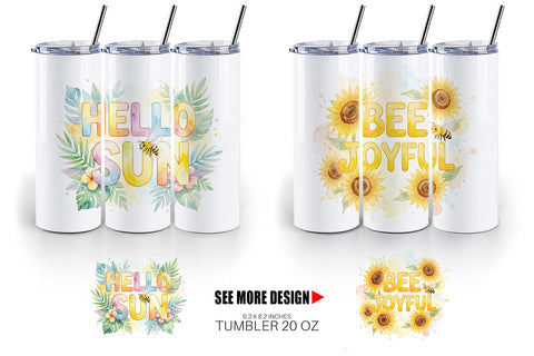 Tumbler Watercolor Tropical Sunshine Bee Quotes Sublimation artnoy 