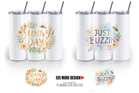Tumbler Watercolor Tropical Sunshine Bee Quotes Sublimation artnoy 