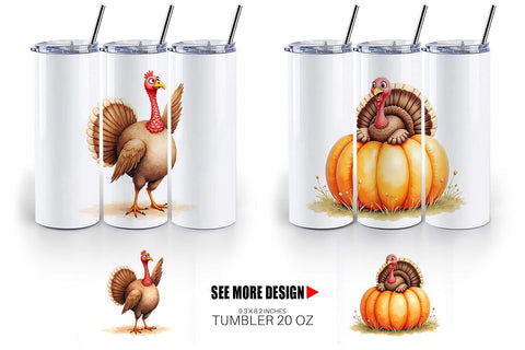 Tumbler Watercolor Turkey Day Off Sublimation artnoy 