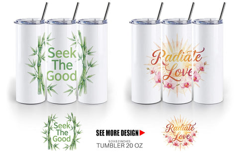 Tumbler Watercolor Vibrant Tropical Growth Quote Sublimation artnoy 