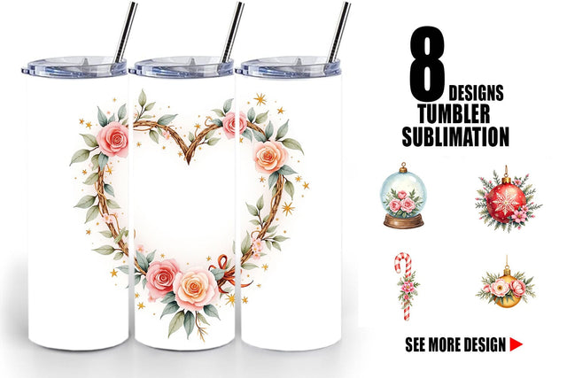 Tumbler Watercolor Vintage Christmas Ornaments Sublimation artnoy 