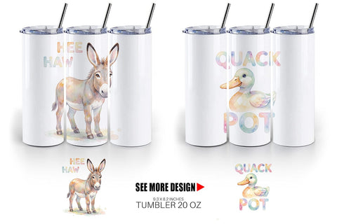 Tumbler Watercolor Wacky Barnyard Animal Quotes Sublimation artnoy 