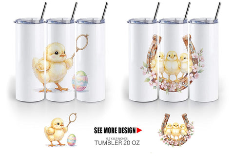 Tumbler Watercolor Western Chick And Duckling Art Sublimation artnoy 