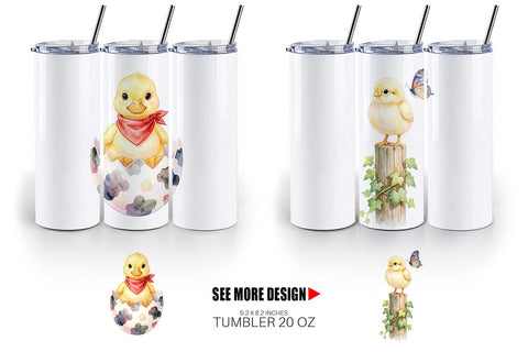 Tumbler Watercolor Western Chick And Duckling Art Sublimation artnoy 