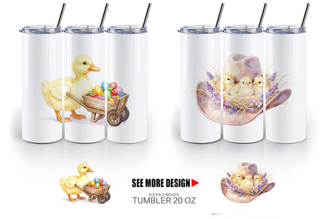Tumbler Watercolor Western Chick And Duckling Art Sublimation artnoy 