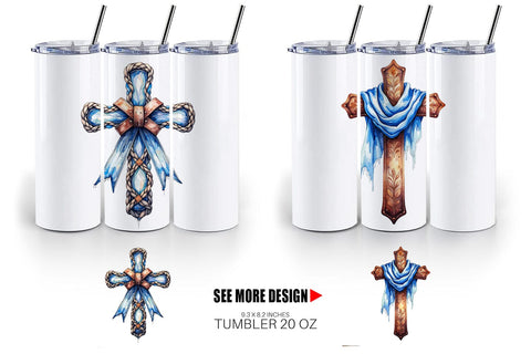 Tumbler Watercolor Western Cross Sublimation artnoy 