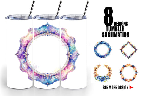 Tumbler Watercolor Western Frame Sublimation artnoy 