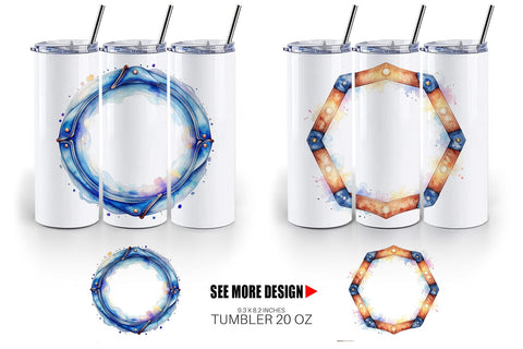 Tumbler Watercolor Western Frame Sublimation artnoy 