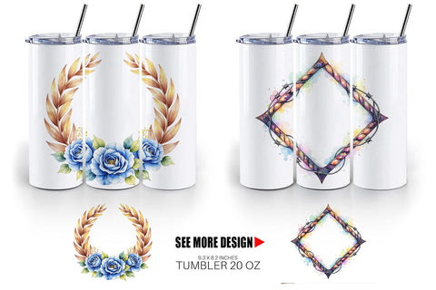 Tumbler Watercolor Western Frame Sublimation artnoy 