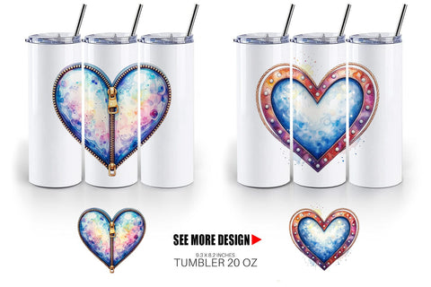 Tumbler Watercolor Western Heart Sublimation artnoy 