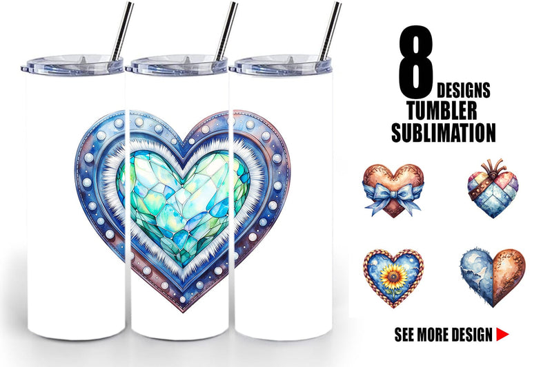 Tumbler Watercolor Western Heart Sublimation artnoy 