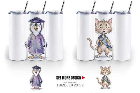 Tumbler Watercolor Whimsical Animal Graduates Sublimation artnoy 