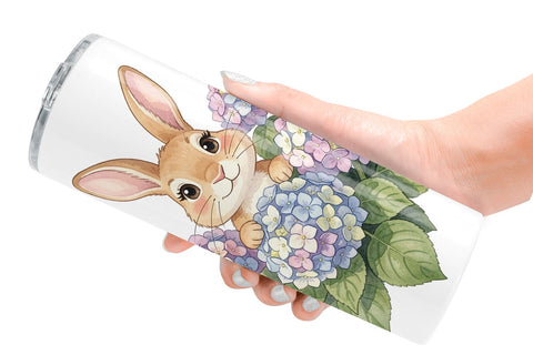 Tumbler Watercolor Whimsical Spring Bunny Art Sublimation artnoy 