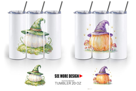 Tumbler Watercolor Whimsical Woodland Witch Hat Sublimation artnoy 