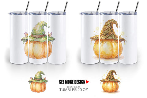 Tumbler Watercolor Whimsical Woodland Witch Hat Sublimation artnoy 