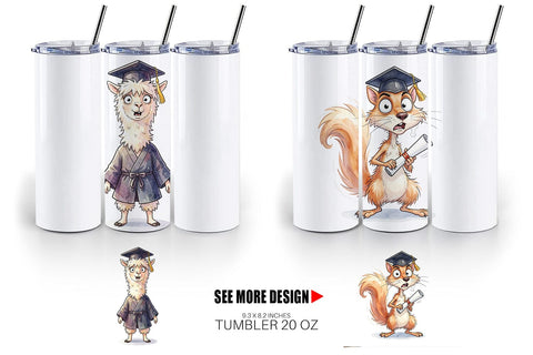 Tumbler Watercolor Wild Animal Graduation Party Sublimation artnoy 