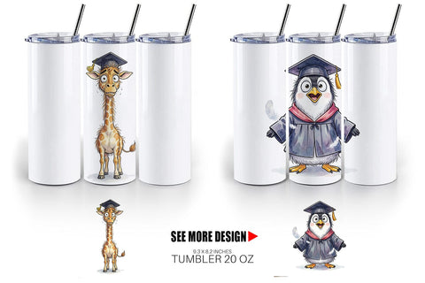 Tumbler Watercolor Wild Animal Graduation Party Sublimation artnoy 