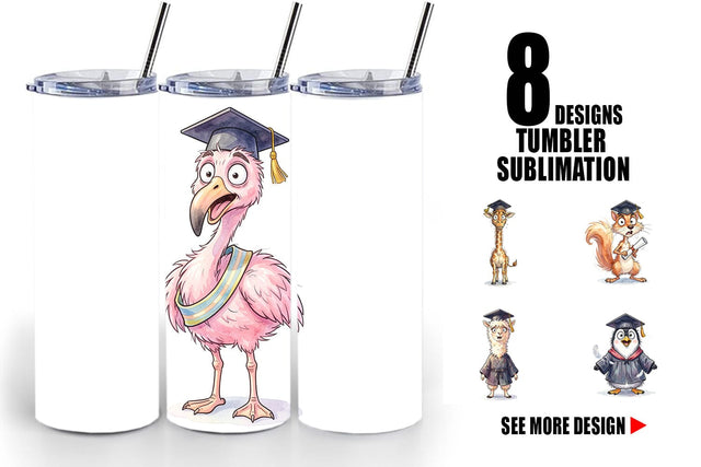 Tumbler Watercolor Wild Animal Graduation Party Sublimation artnoy 