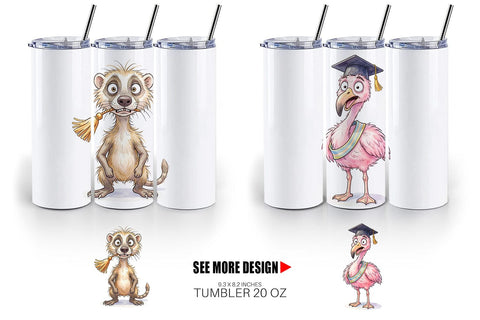 Tumbler Watercolor Wild Animal Graduation Party Sublimation artnoy 