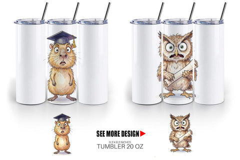 Tumbler Watercolor Wild Animal Graduation Party Sublimation artnoy 