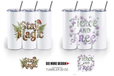 Tumbler Watercolor Wildflower Boho Growth Quote Sublimation artnoy 