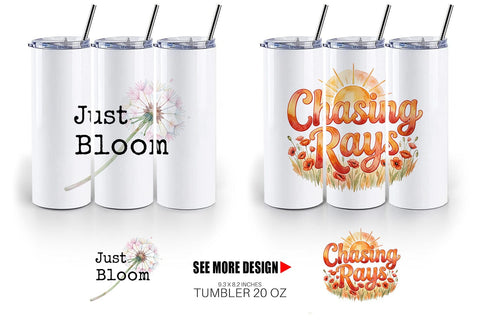 Tumbler Watercolor Wildflower Boho Growth Quote Sublimation artnoy 
