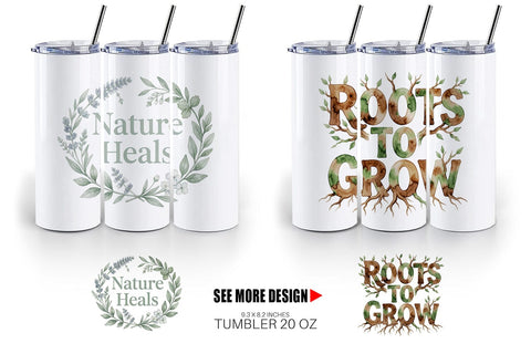 Tumbler Watercolor Wildflower Boho Growth Quote Sublimation artnoy 
