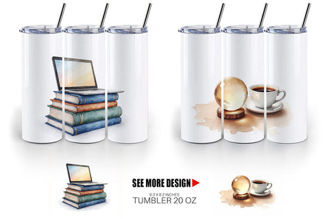 Tumbler Watercolor Witchy Coffee Shop Sublimation artnoy 