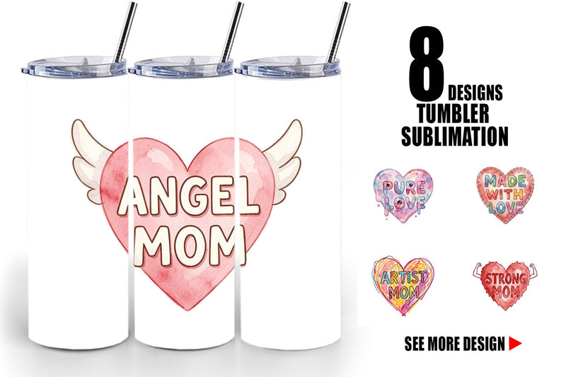 Tumbler Watercolor Wonky Imperfect Heart Art Quotes Sublimation artnoy 