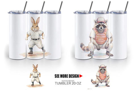 Tumbler Watercolor Woodland Animal Baseball Sublimation artnoy 