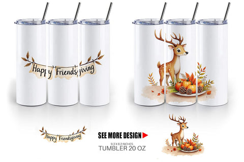 Tumbler Watercolor Woodland Friendsgiving Sublimation artnoy 