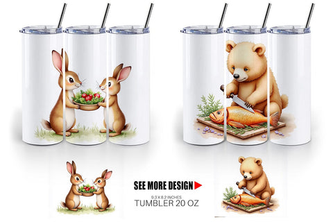 Tumbler Watercolor Woodland Friendsgiving Sublimation artnoy 