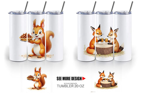 Tumbler Watercolor Woodland Friendsgiving Sublimation artnoy 