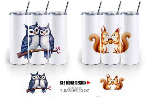 Tumbler Watercolor Woodland Romance Sublimation artnoy 