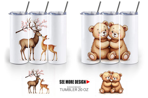 Tumbler Watercolor Woodland Romance Sublimation artnoy 