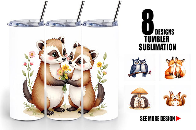 Tumbler Watercolor Woodland Romance Sublimation artnoy 