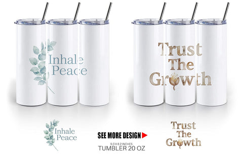 Tumbler Watercolor Zen Botanical Minimal Quote Sublimation artnoy 