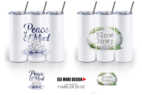 Tumbler Watercolor Zen Botanical Minimal Quote Sublimation artnoy 