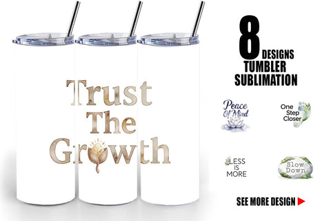 Tumbler Watercolor Zen Botanical Minimal Quote Sublimation artnoy 