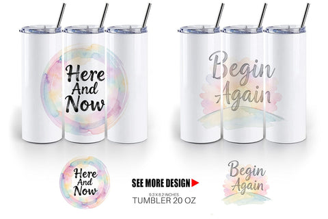 Tumbler Watercolor Zen Botanical Minimal Quote Sublimation artnoy 