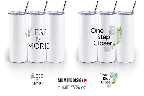 Tumbler Watercolor Zen Botanical Minimal Quote Sublimation artnoy 