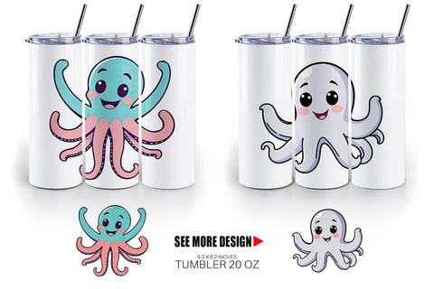 Tumbler Waving Octopus Sublimation artnoy 