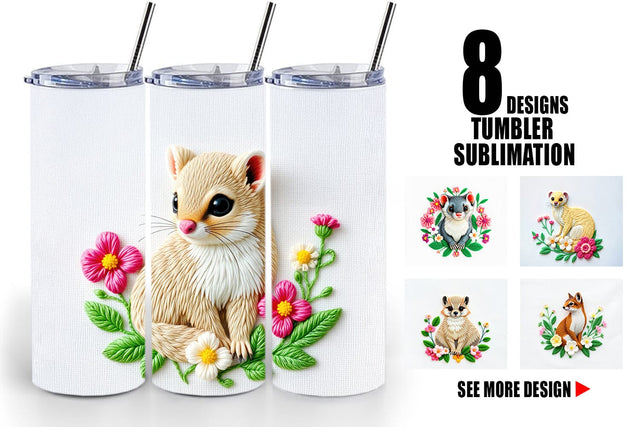 Tumbler Weasel Embroidery Sublimation artnoy 
