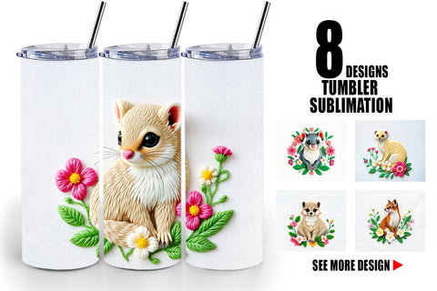 Tumbler Weasel Embroidery Sublimation artnoy 
