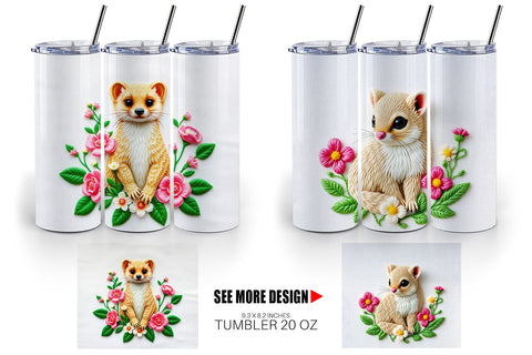 Tumbler Weasel Embroidery Sublimation artnoy 